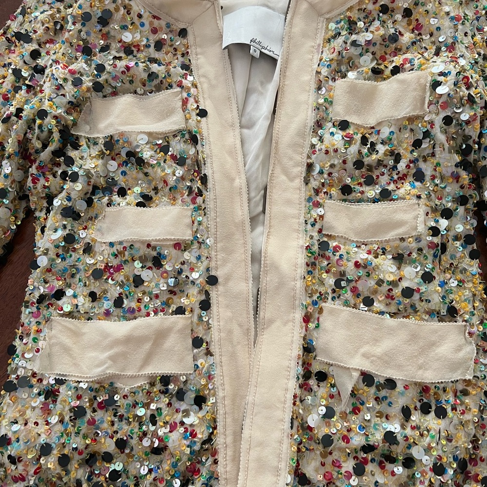 3.1 Phillip Lim Cream Sequin Embellished Jacket - Picture 3 of 7